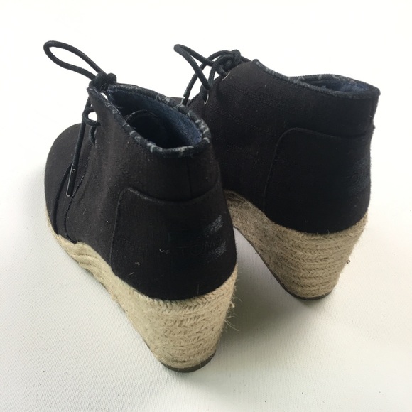 Toms Womens Espadrille Black Wedges 7.5 A59 - Picture 4 of 6